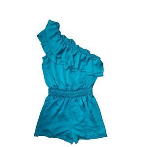 Turquoise / Teal one shoulder romper